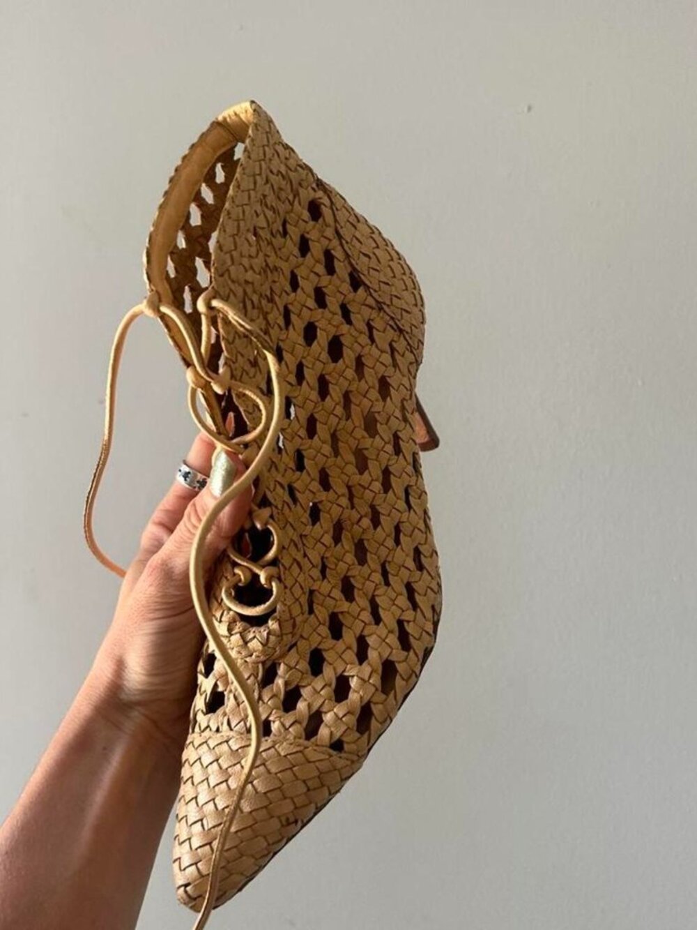 Ulla Johnson Handmade Leather Woven heels with tie